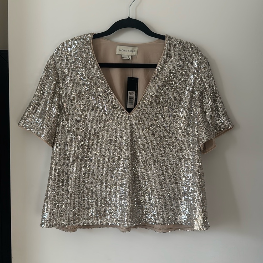 Top Sachi & Babi. Silver sequin top